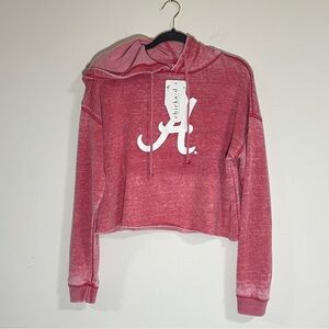 Chicka-D University of Alabama “A” Logo Cropped Burnout Hoodie Red Medium NWT